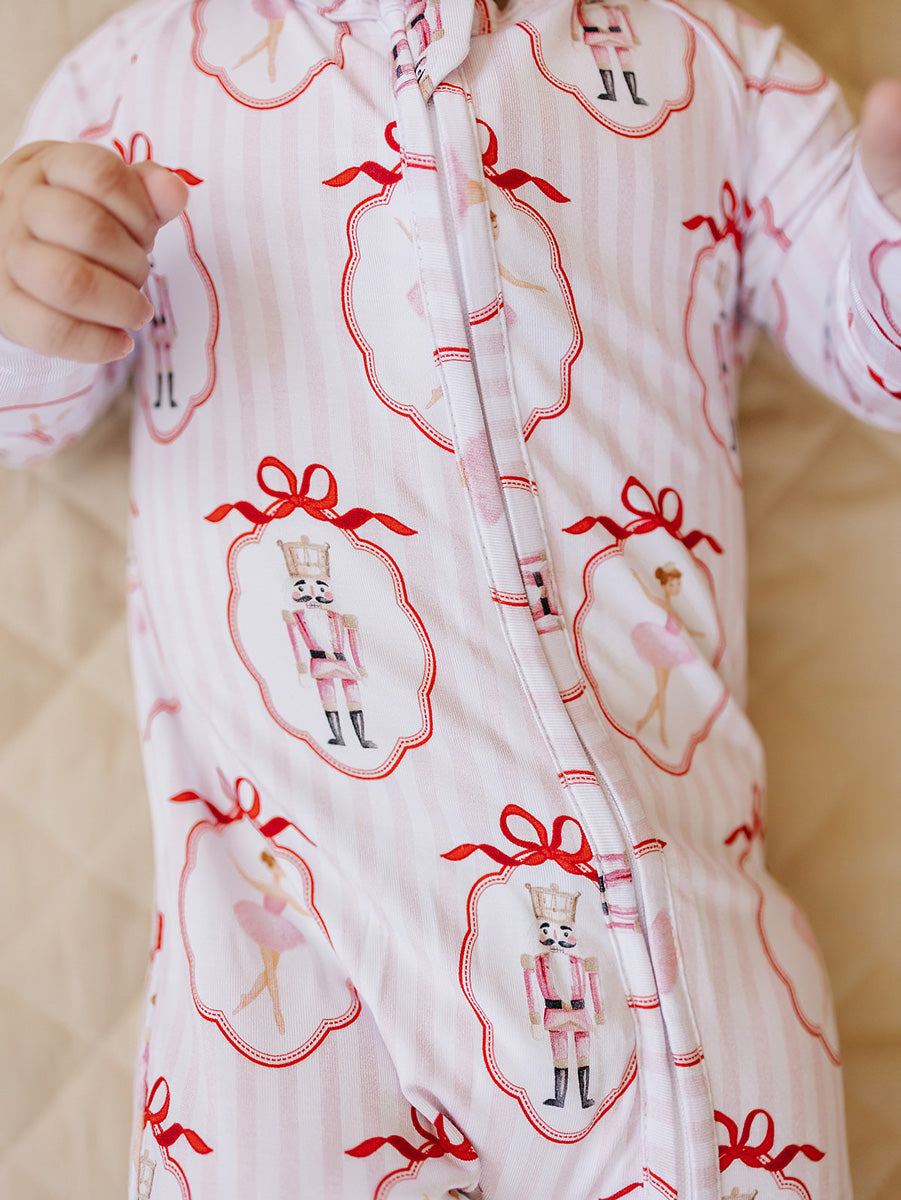 Bamboo Zip Romper | Pink Nutcracker