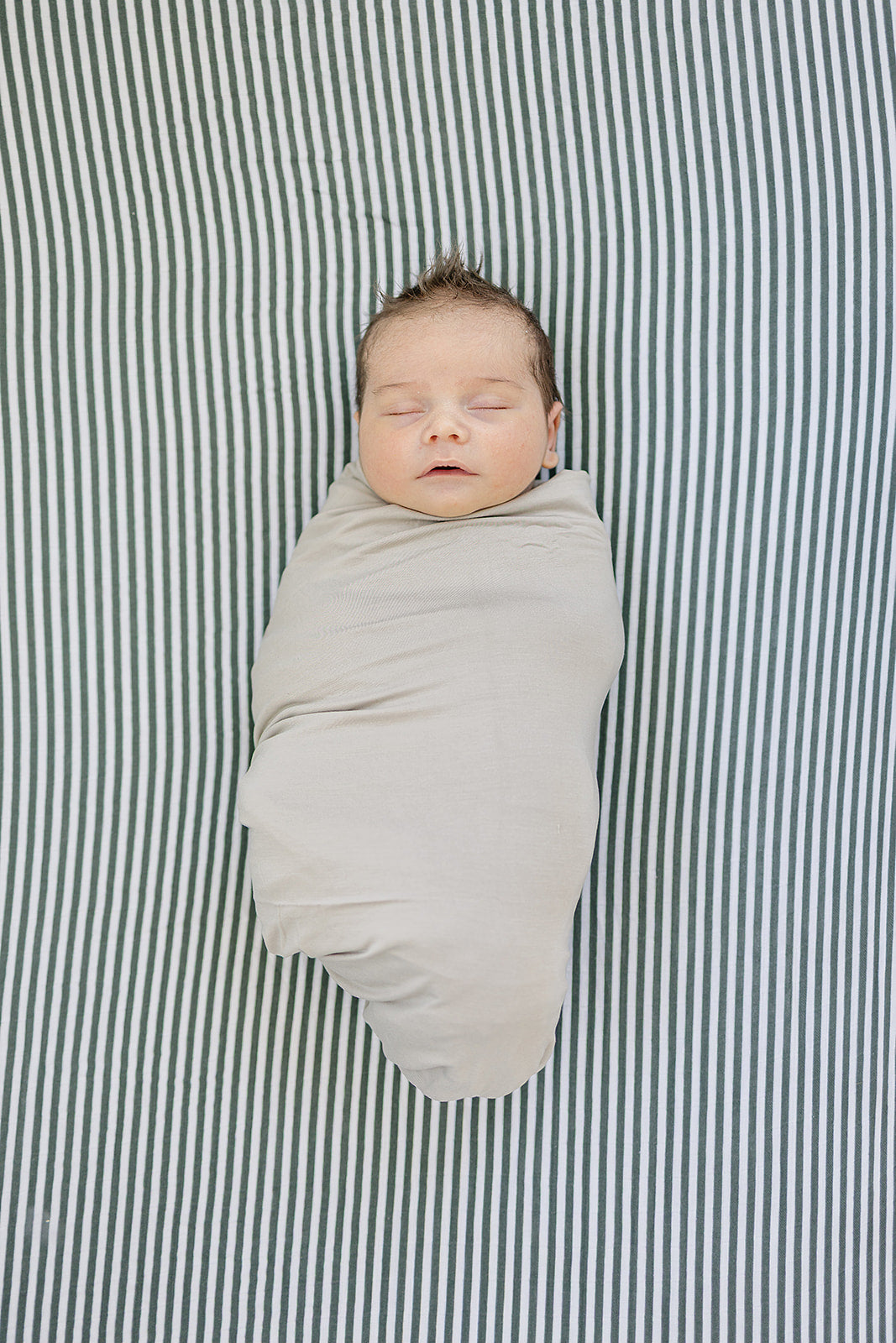 Green Stripes Muslin Crib Sheet