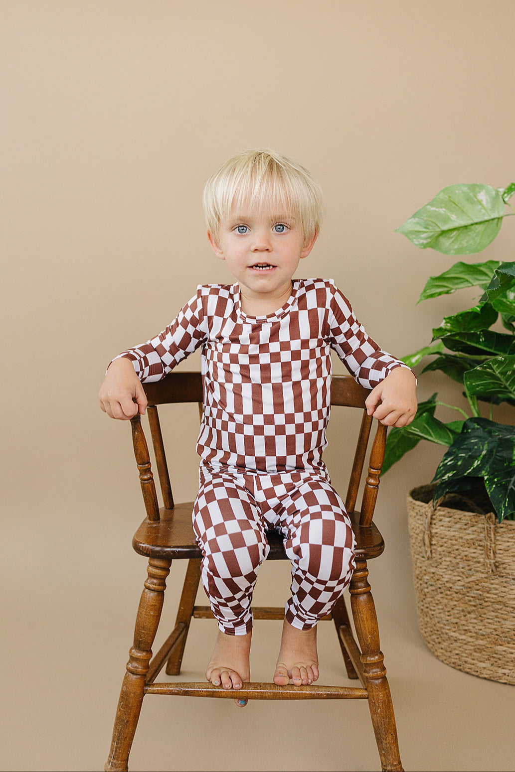 Bamboo Two Piece Set | Chocolate Checkered