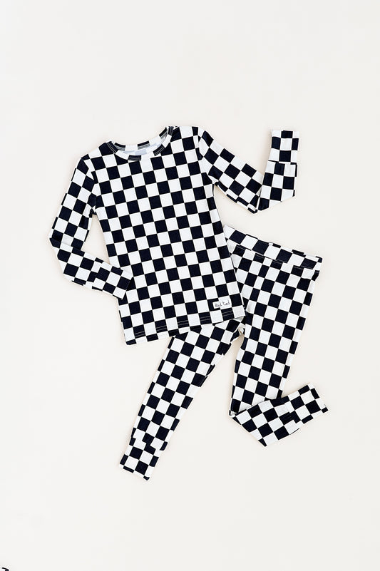 BAMBOO - BLACK CHECKERED 2 PC