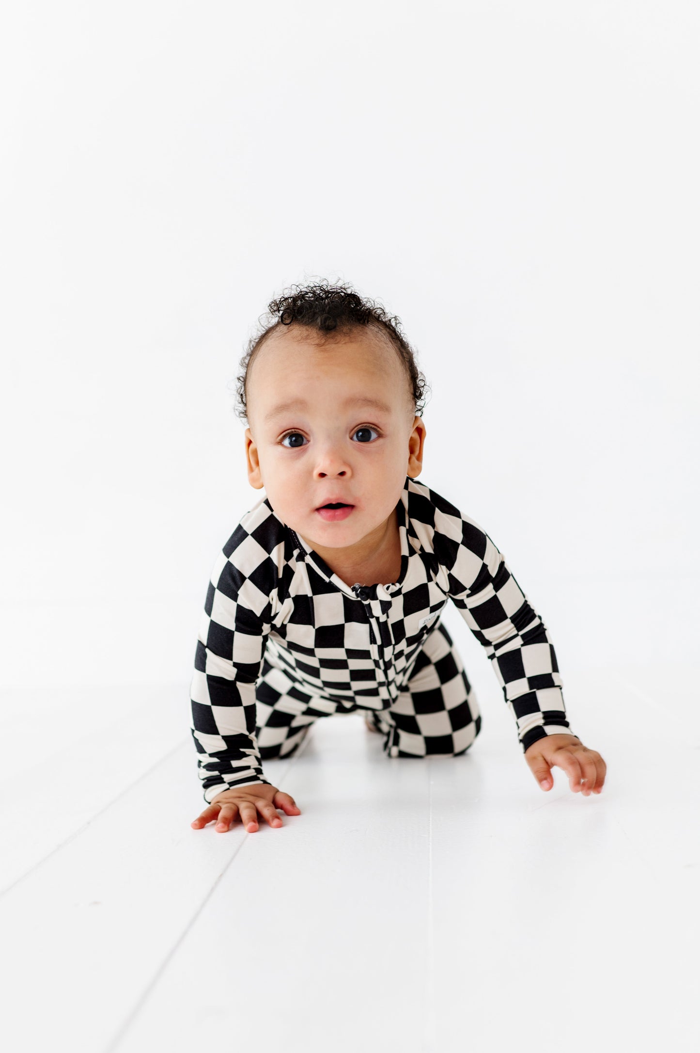 BLACK CHECKERED BAMBOO ONESIE