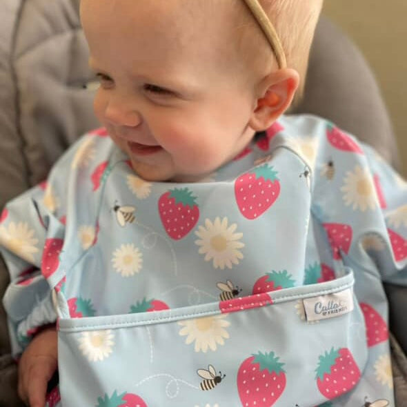 The Grayson Long Sleeve Bib - Strawberry Patch