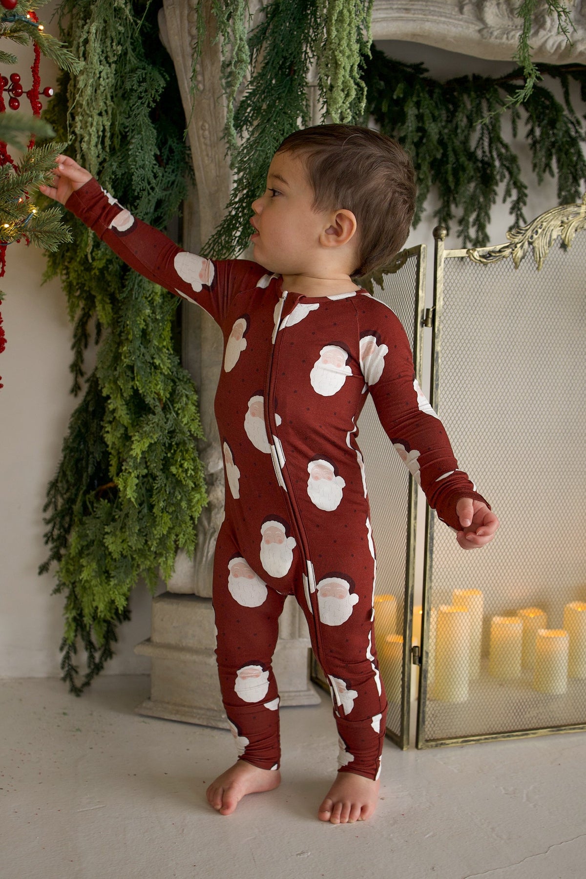 Bamboo Zip Pajamas | Vintage Santa
