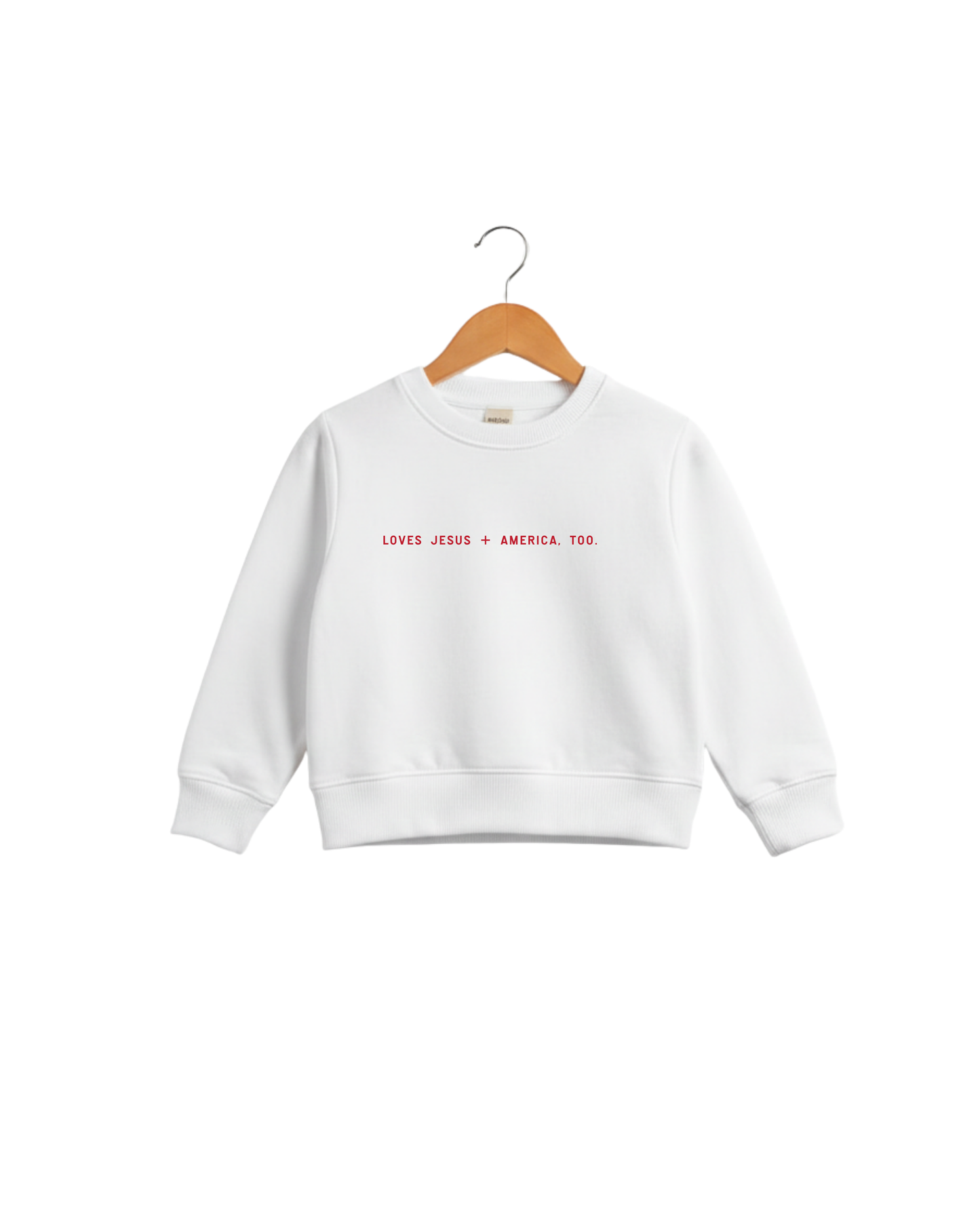 Loves Jesus + America, Too. Kids/Youth Sweatshirt