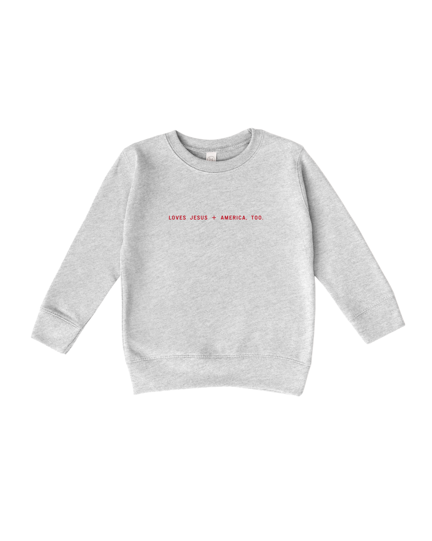Loves Jesus + America, Too. Kids/Youth Sweatshirt