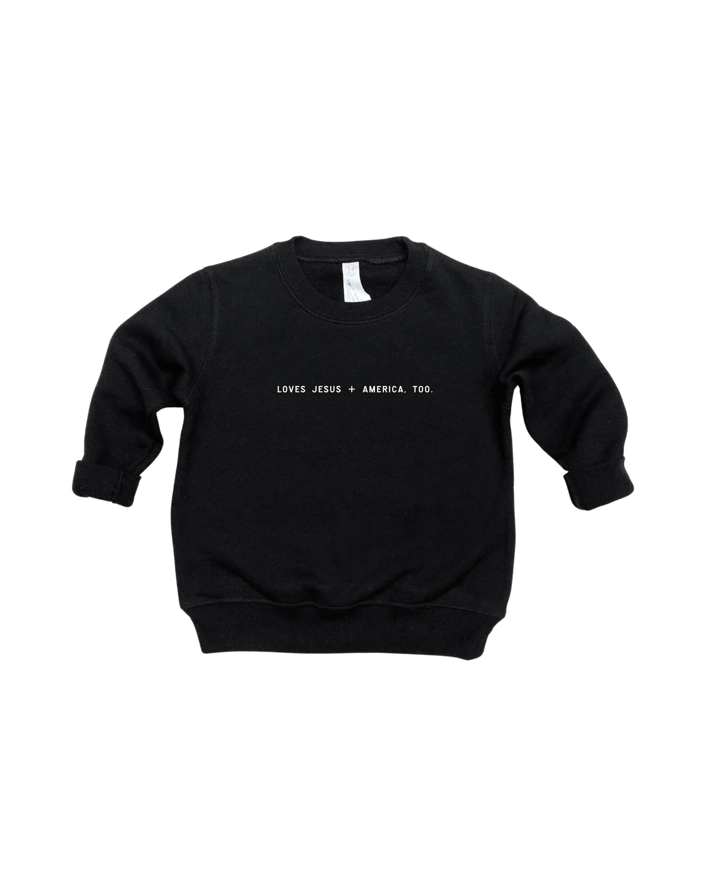 Loves Jesus + America, Too. Kids/Youth Sweatshirt