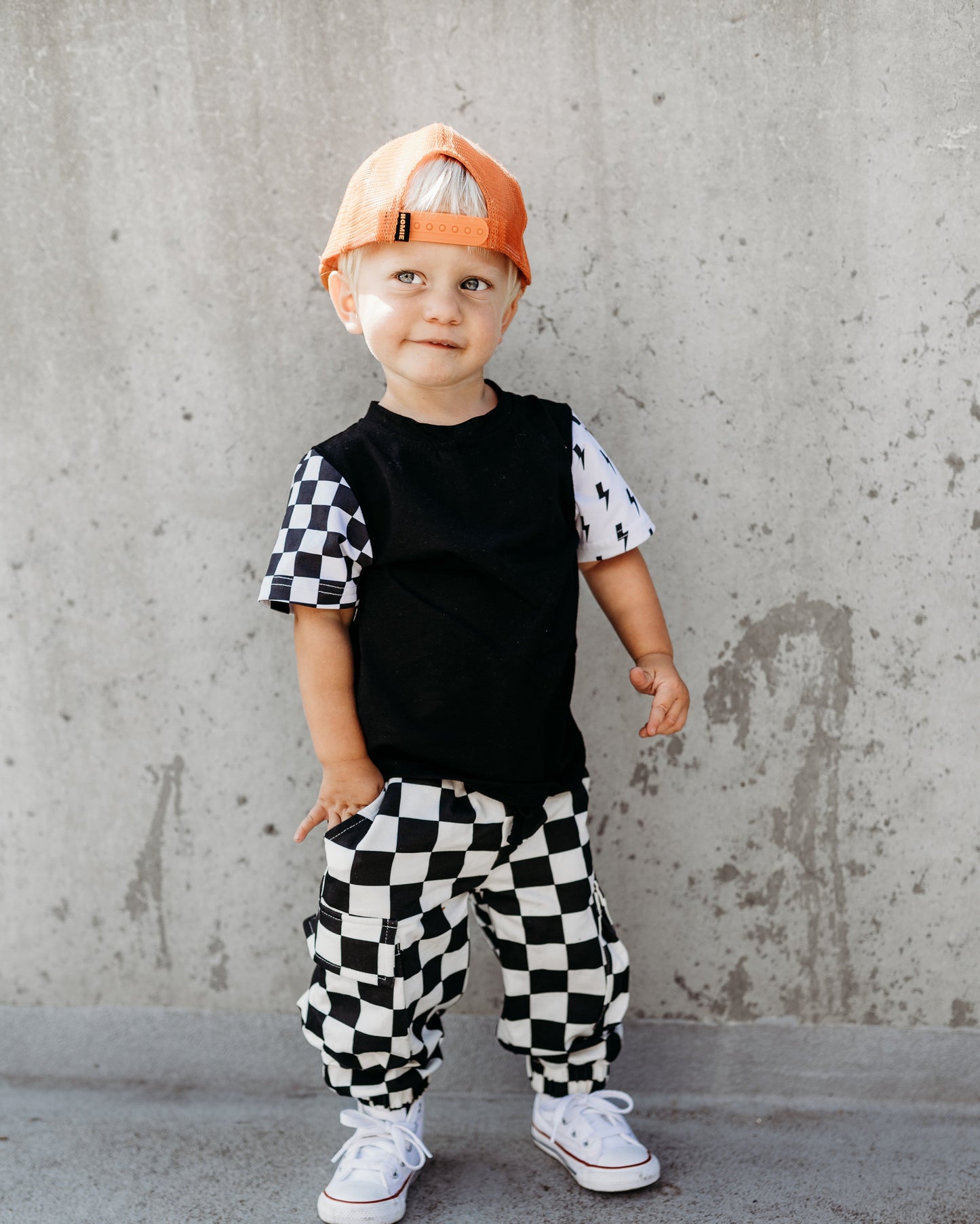 BLACK & WHITE CHECKERED • CARGO SWEATPANTS