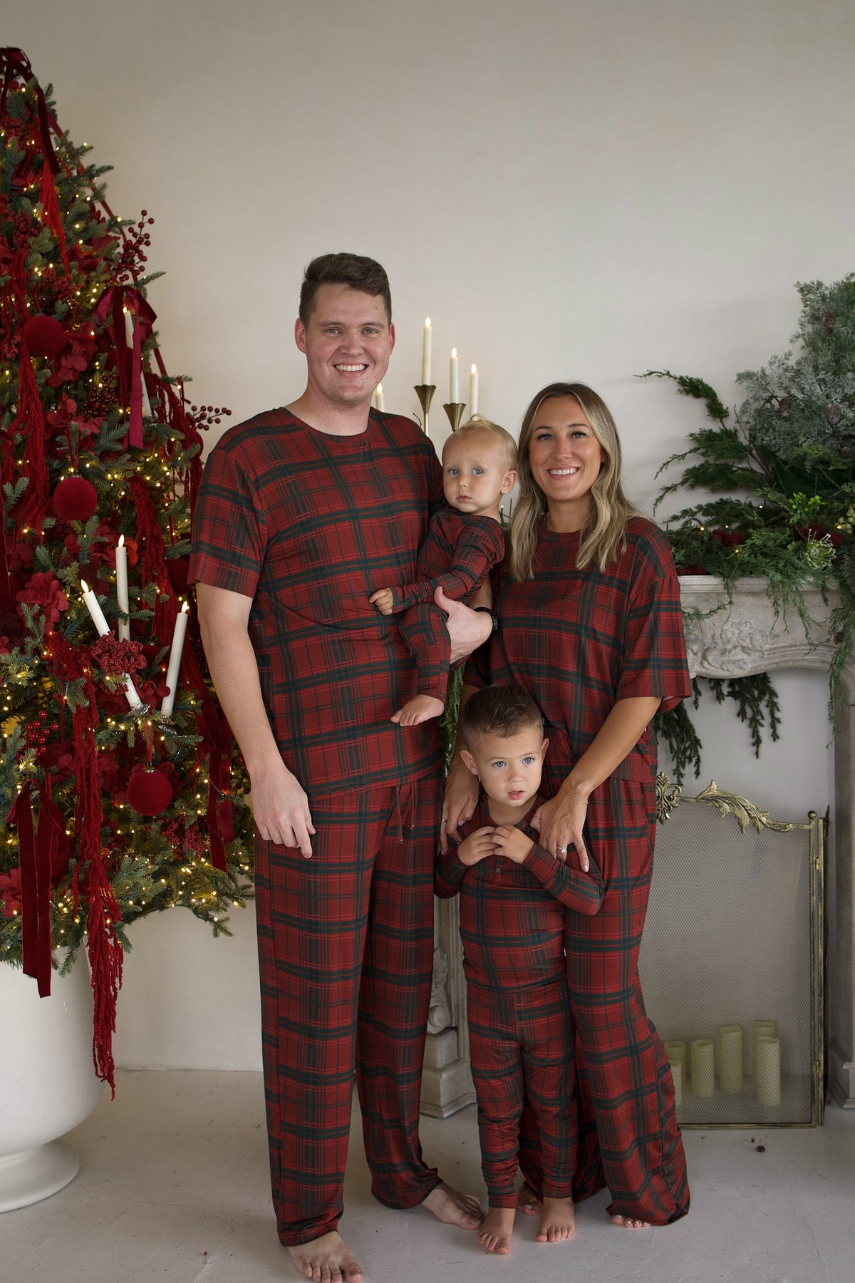 Men's Short Sleeve Pajamas | Christmas Plaid