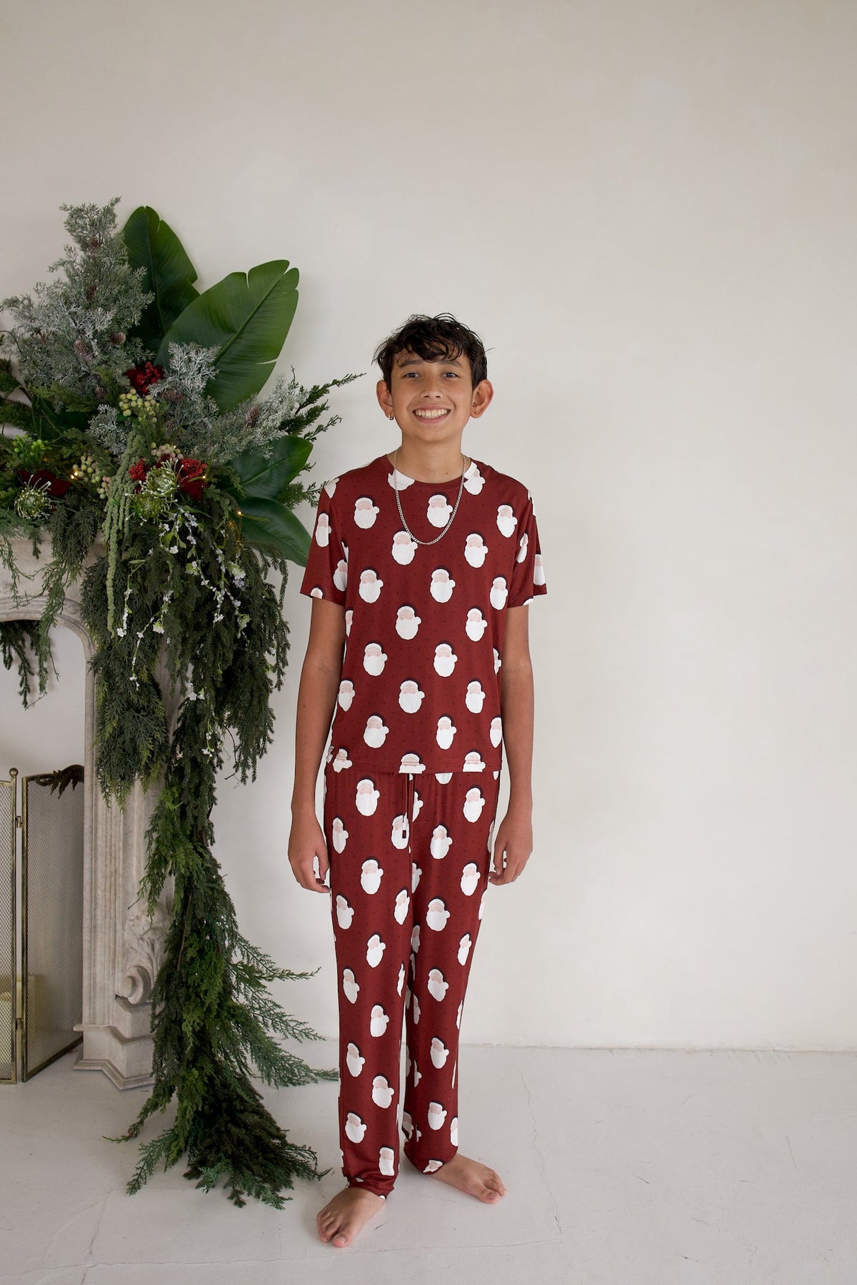 Youth Straight Leg Bamboo Pajamas | Vintage Santa