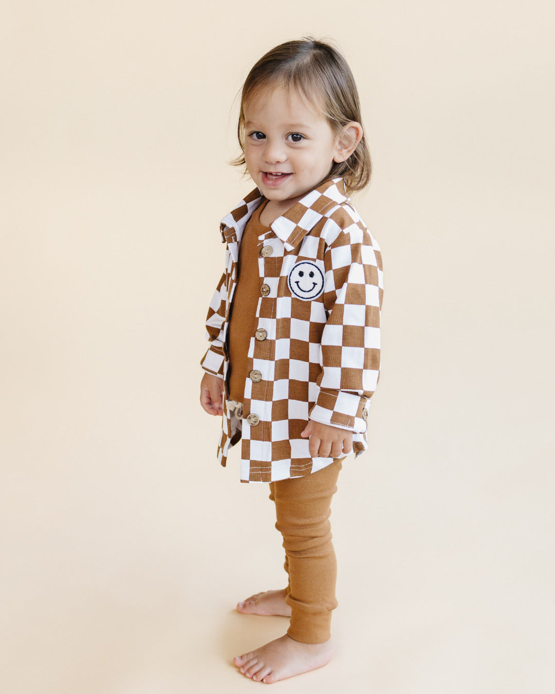 Cotton Shacket | Smiley Checkered Copper