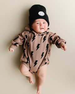 Hooded Bubble Romper  | Mocha Bolts