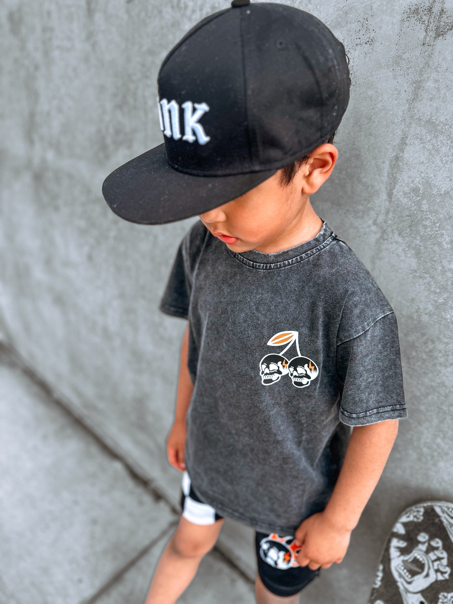 Cherry Skull Acid Wash Tee