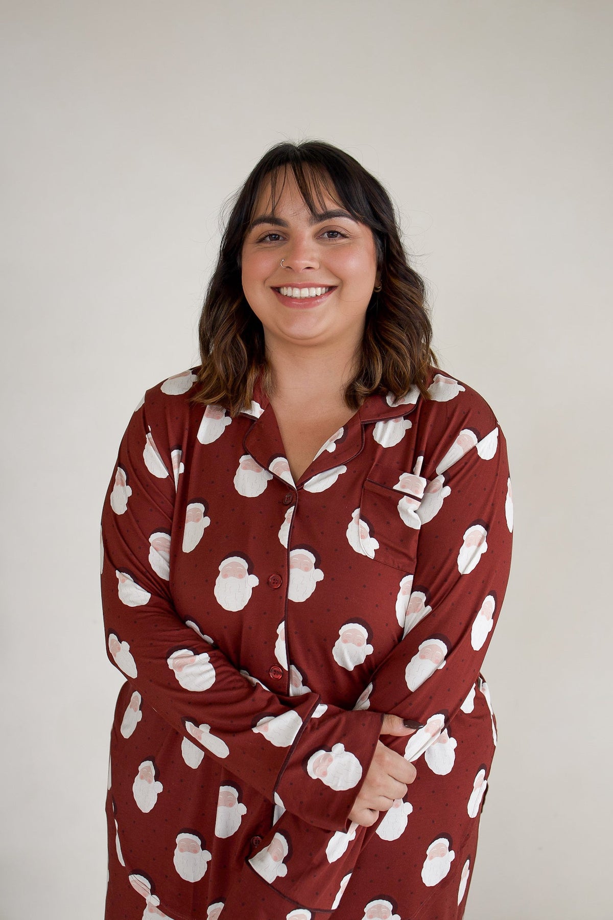 Women's Bamboo Button Up Lounge Set | Vintage Santa