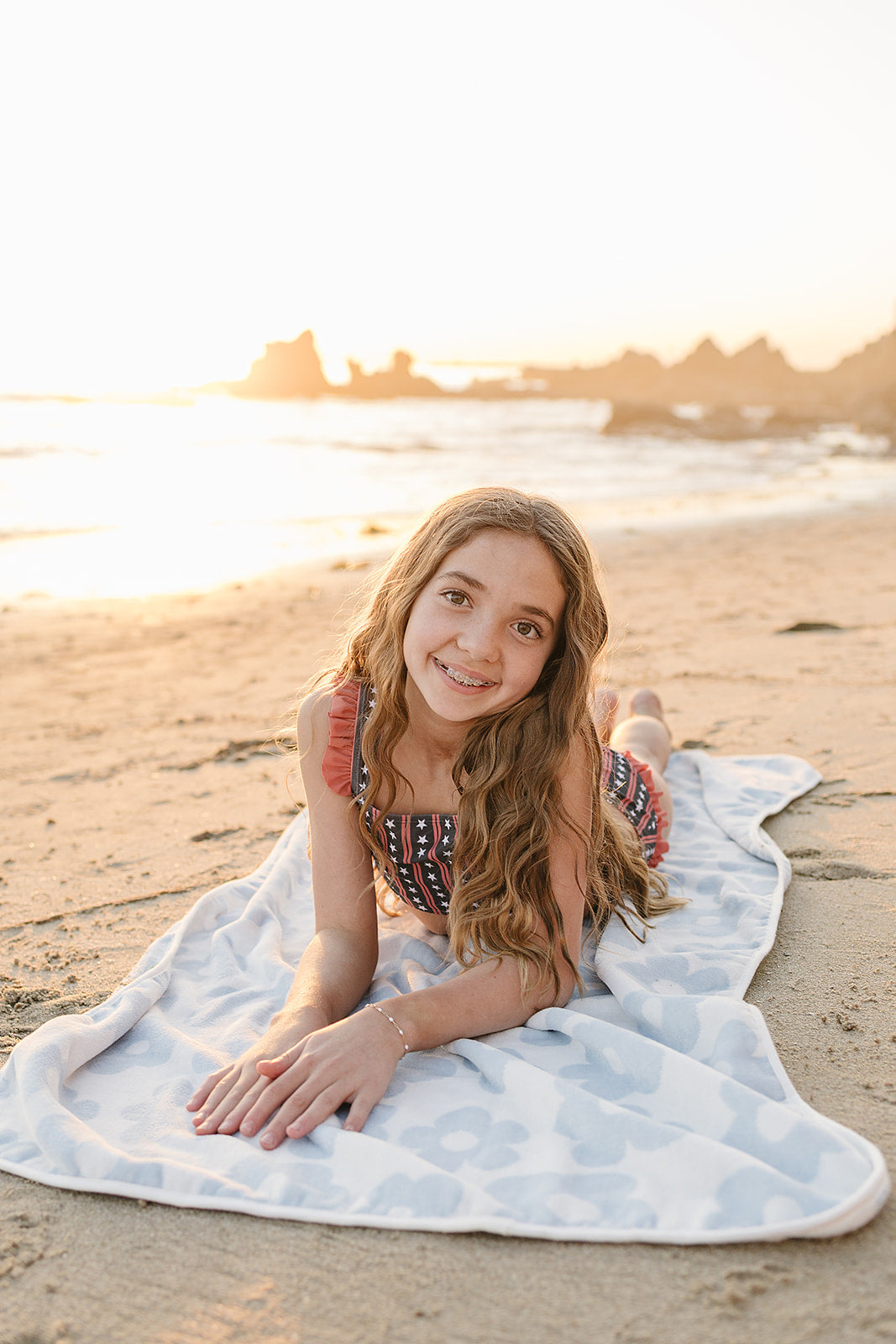 Coastal Floral Organic Cotton Beach Towel