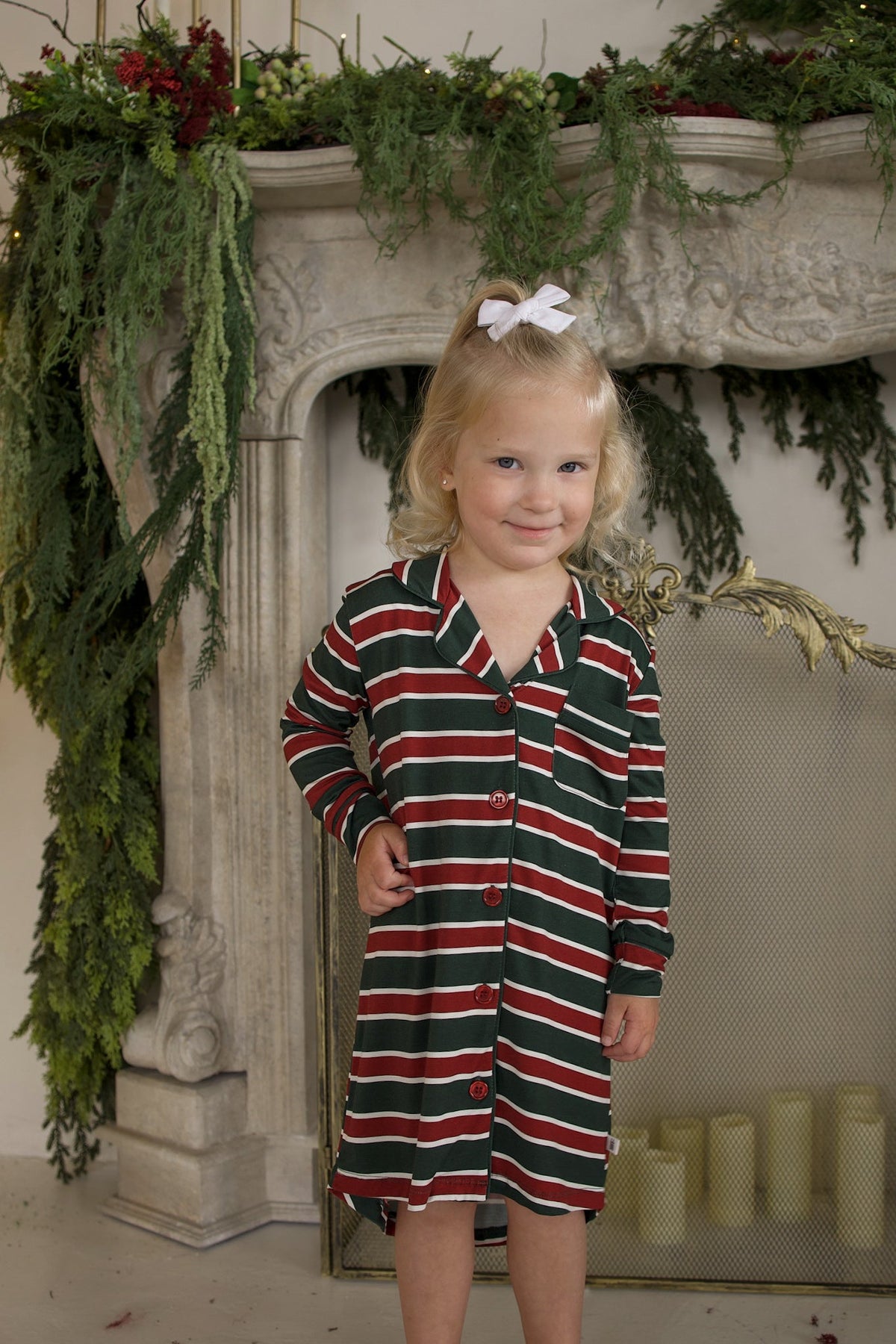 Bamboo Sleeping Dress | Holiday Stripe