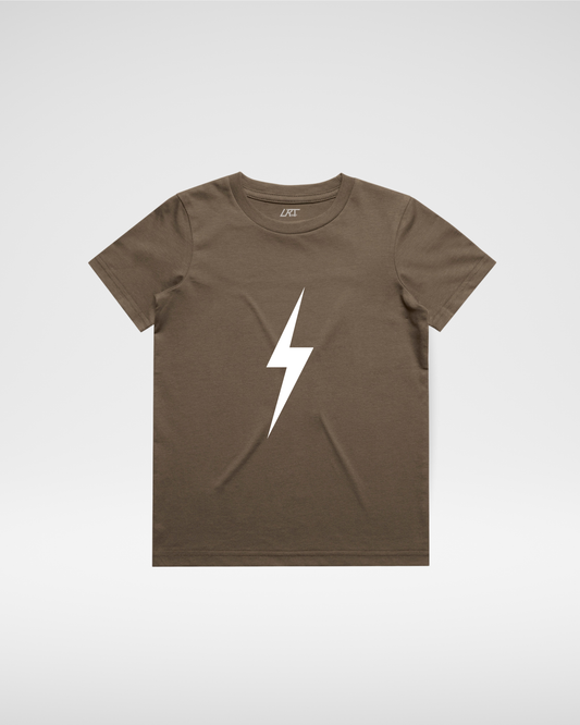 WHITE BOLT TEE - BROWN