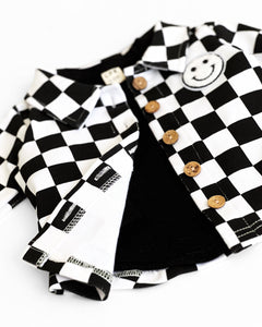 Cotton Shacket | Smiley Checkered Black