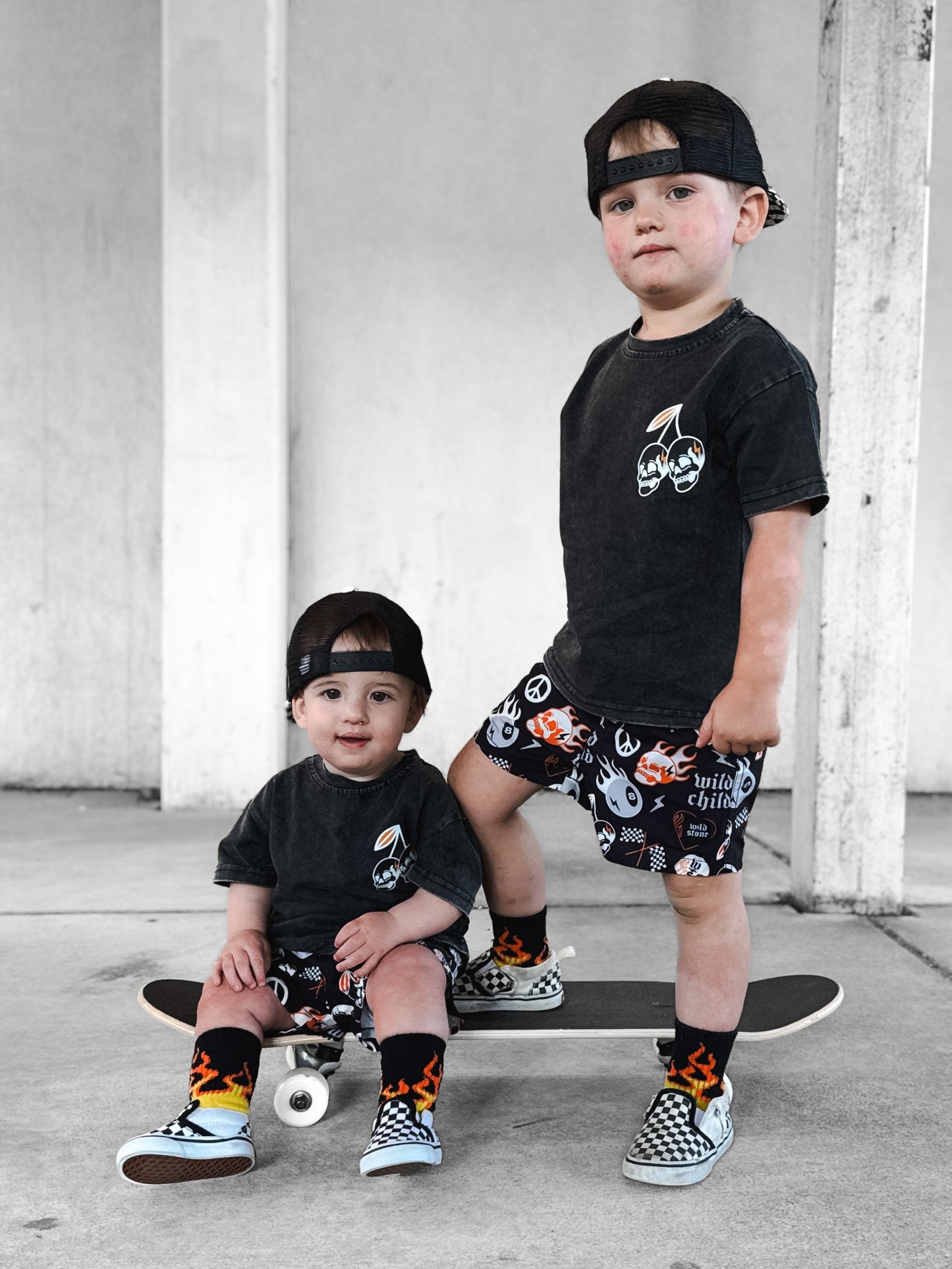 Cherry Skull Acid Wash Tee