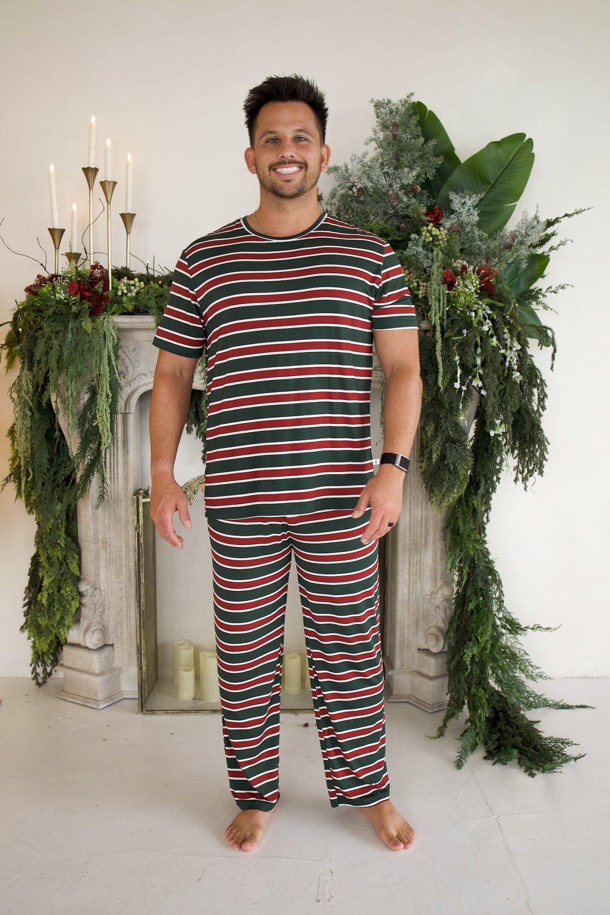 Men's Short Sleeve Pajamas | Holiday Stripe