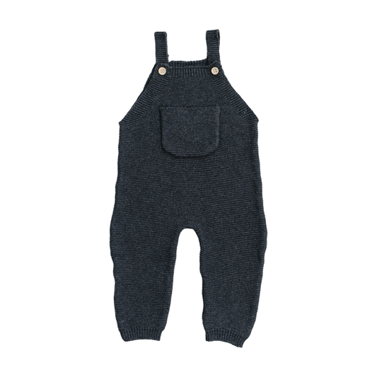 Charcoal Knit Pocket Overalls