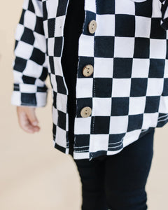 Cotton Shacket | Smiley Checkered Black