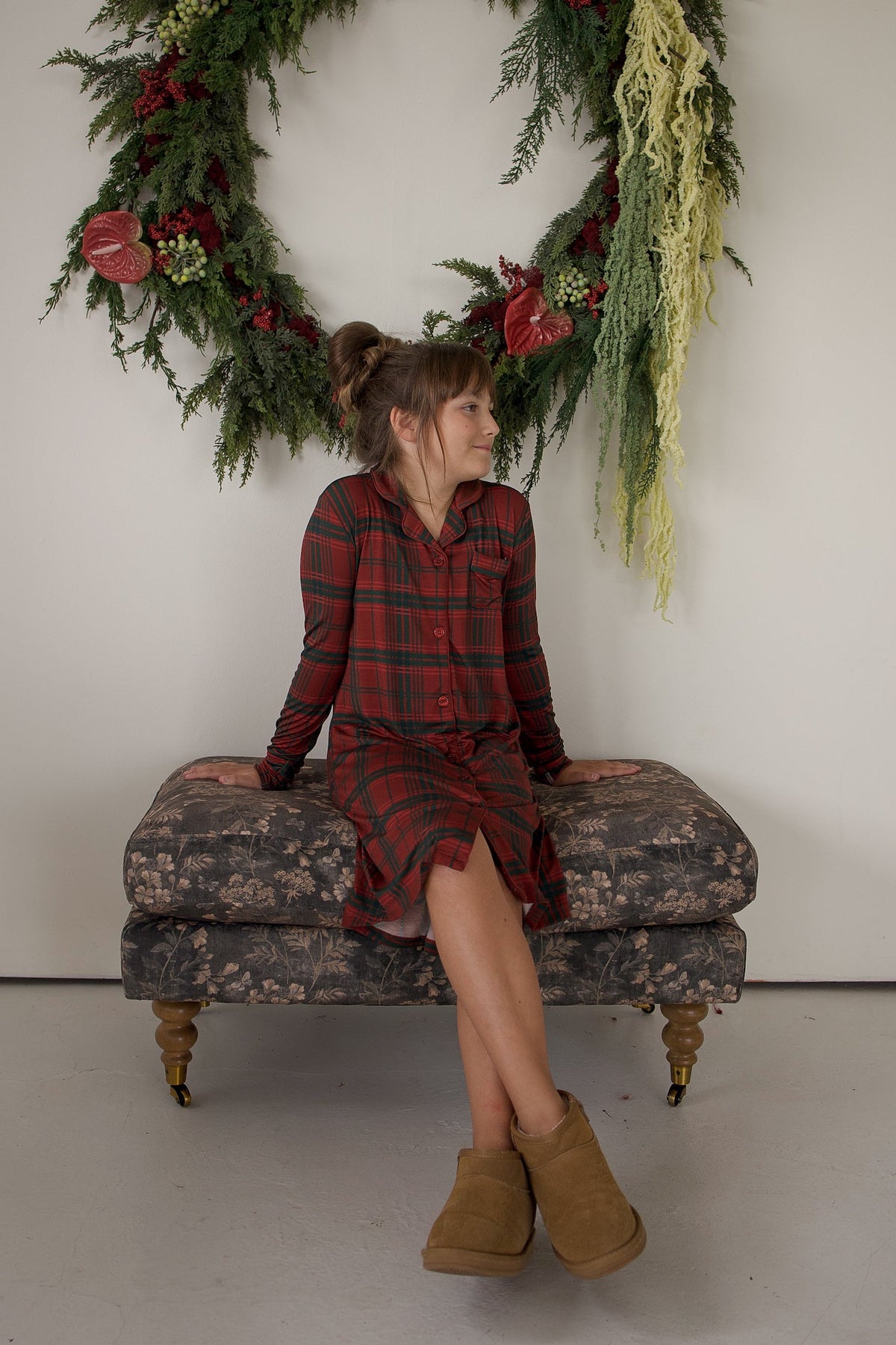 Bamboo Sleeping Dress | Christmas Plaid