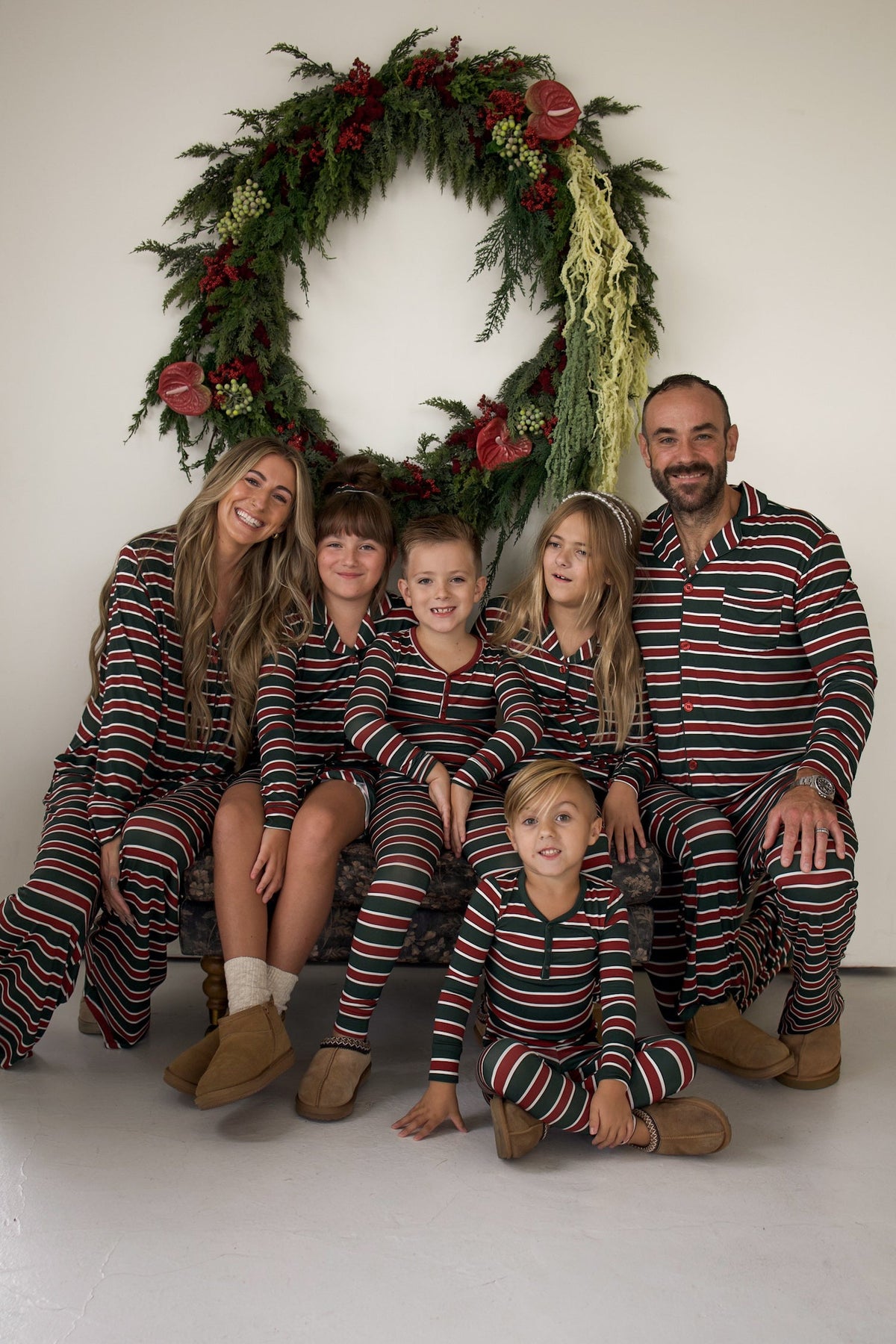 Men's Bamboo Button Up Lounge Set | Holiday Stripe