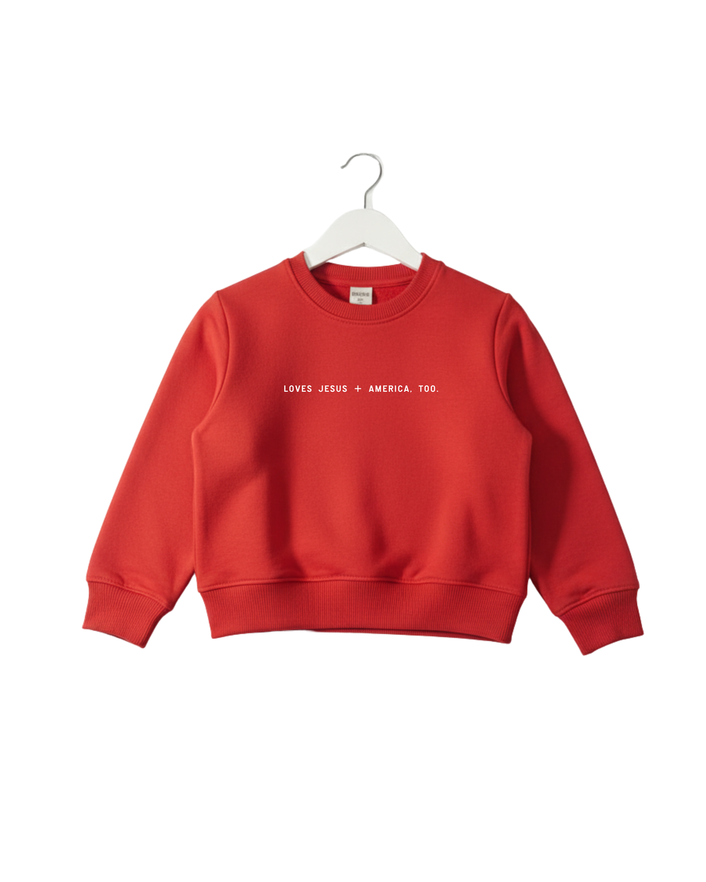 Loves Jesus + America, Too. Kids/Youth Sweatshirt