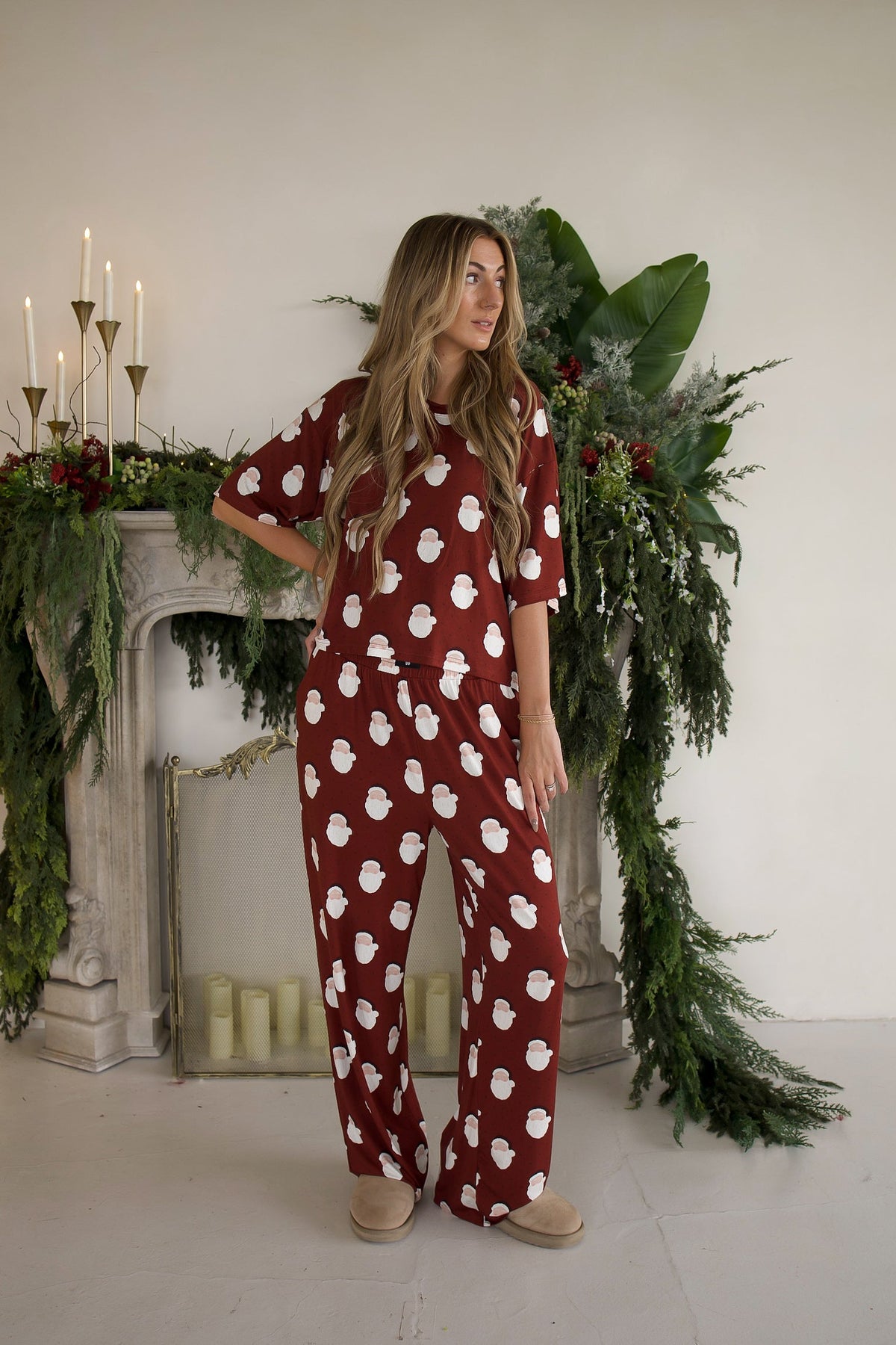 Women's Boxy Tee Lounge Set | Vintage Santa