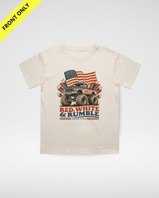 [PREORDER] RED WHITE AND RUMBLE TEE - VINTAGE CREAM