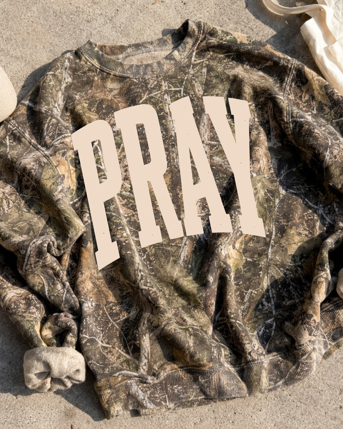 PRAY Varsity Camo Sweatshirt