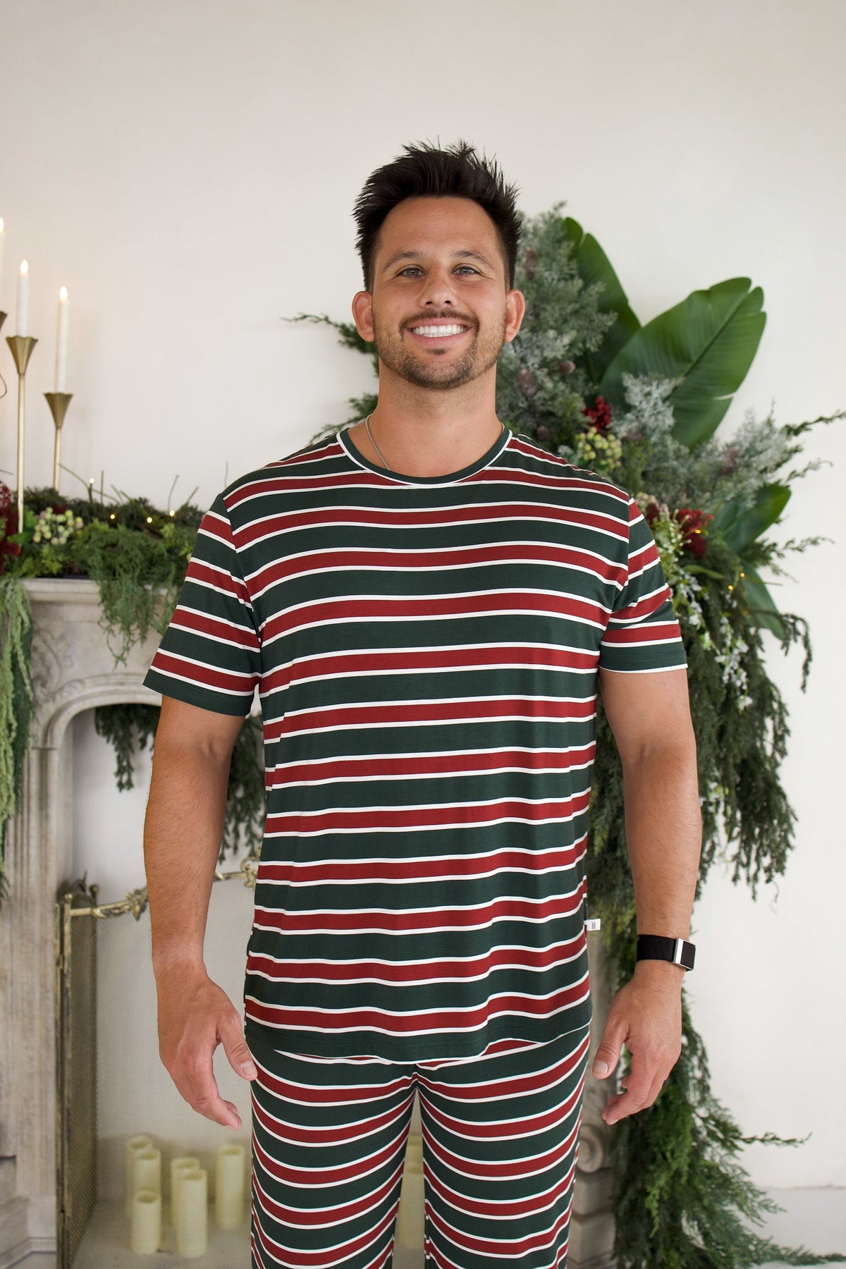 Men's Short Sleeve Pajamas | Holiday Stripe