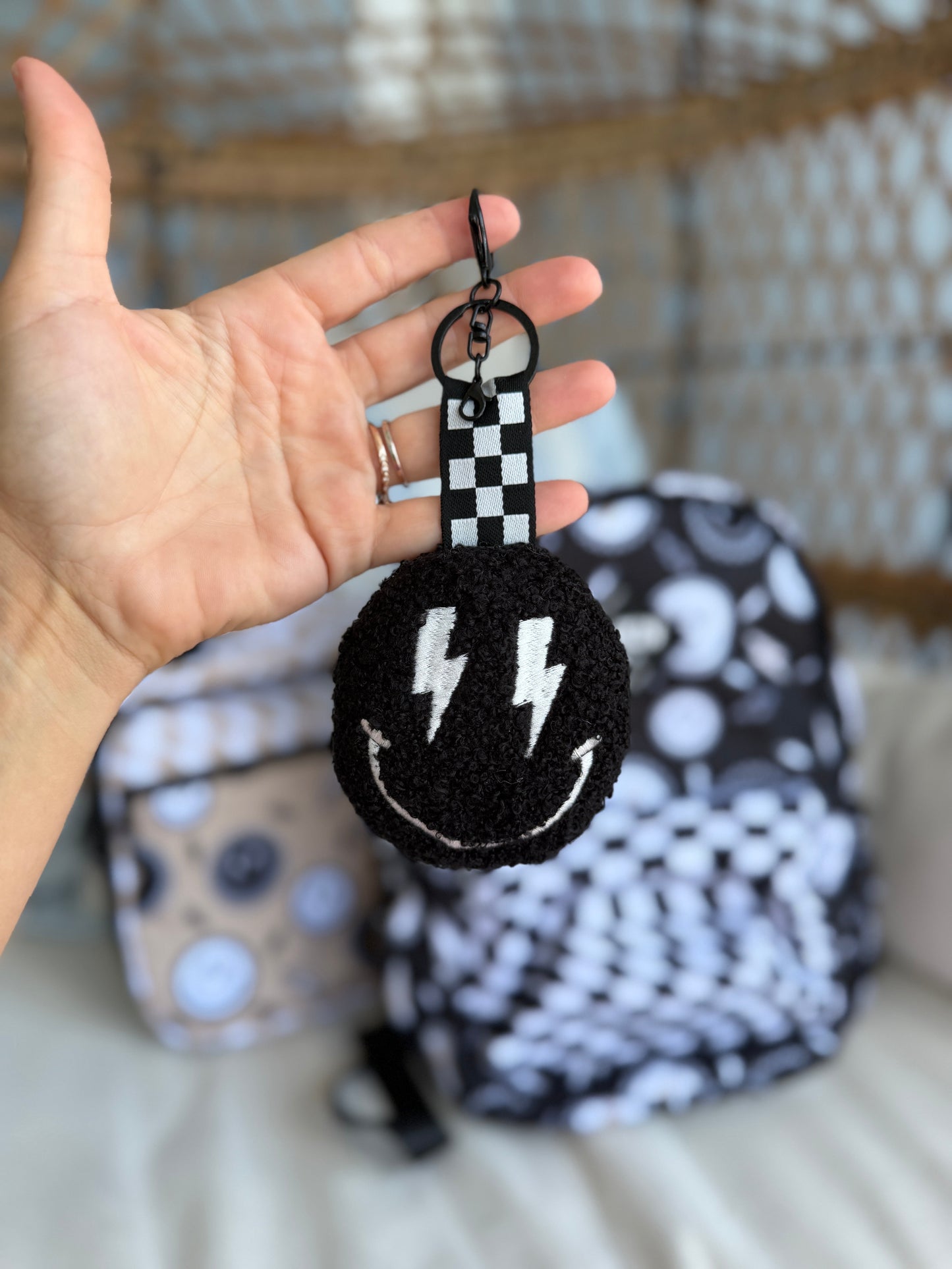 Black Smiley Keychain