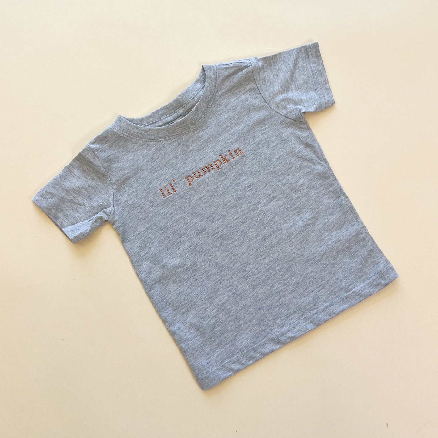 Lil' Pumpkin Embroidered Child Tee - Neutrals