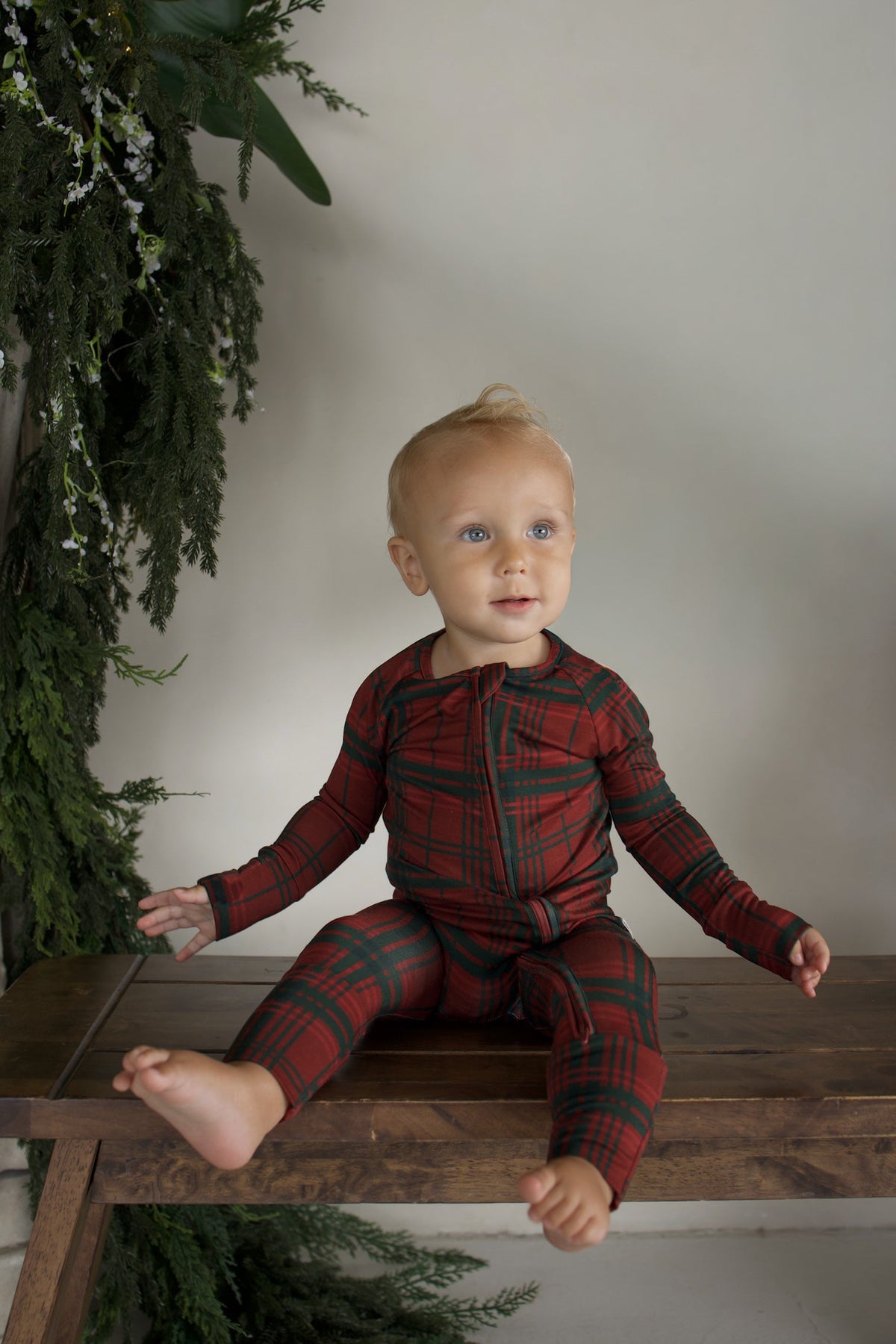 Bamboo Zip Pajamas | Christmas Plaid