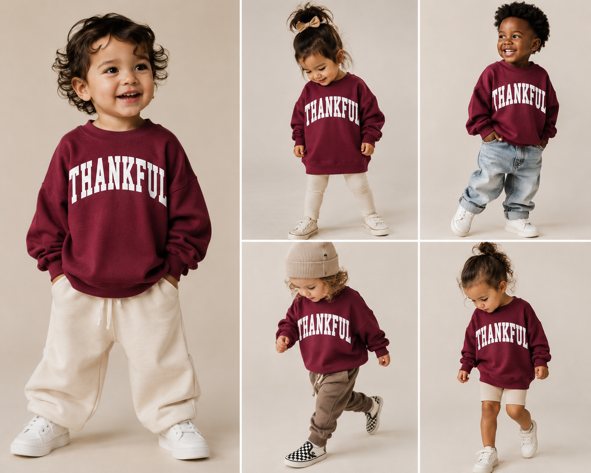 Thankful Varsity Kids Sweatshirt