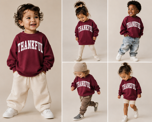 Thankful Varsity Kids Sweatshirt