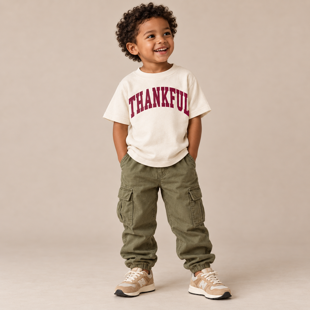 Thankful Varsity Kids Tee or Sweatshirt (Cream)