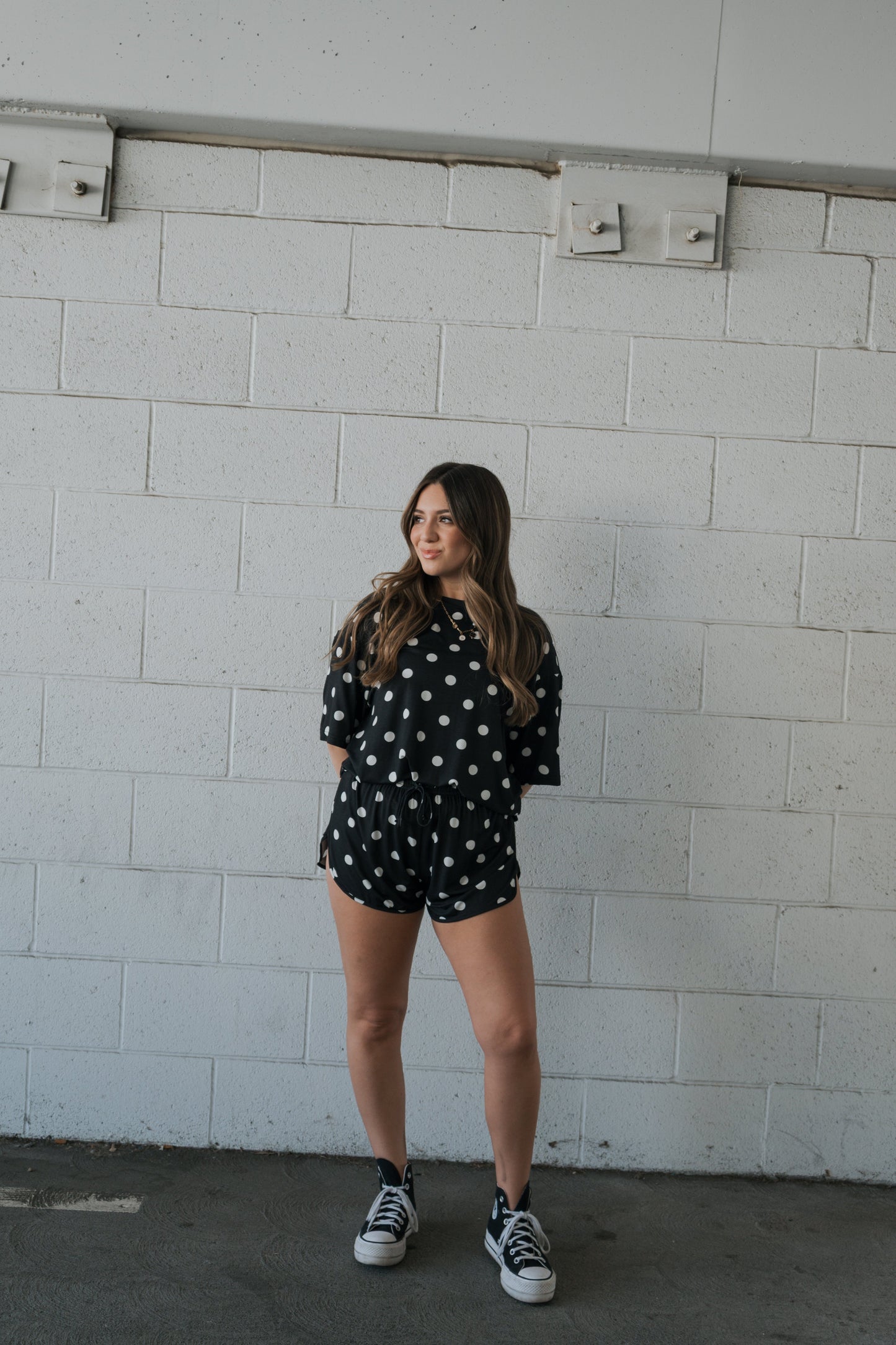 Women's Bamboo Short Set | B&W Polka Dot