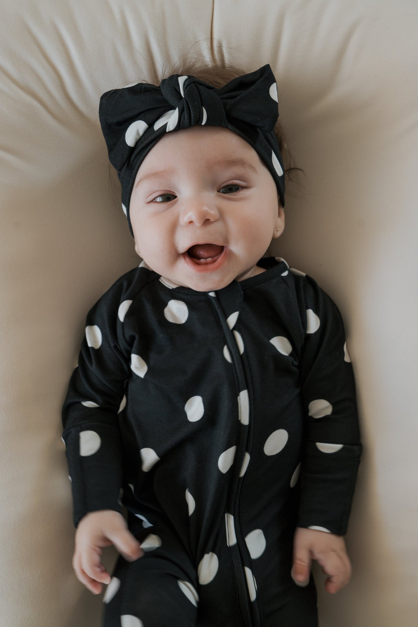 Bamboo Zip Pajamas | B&W Polka Dot