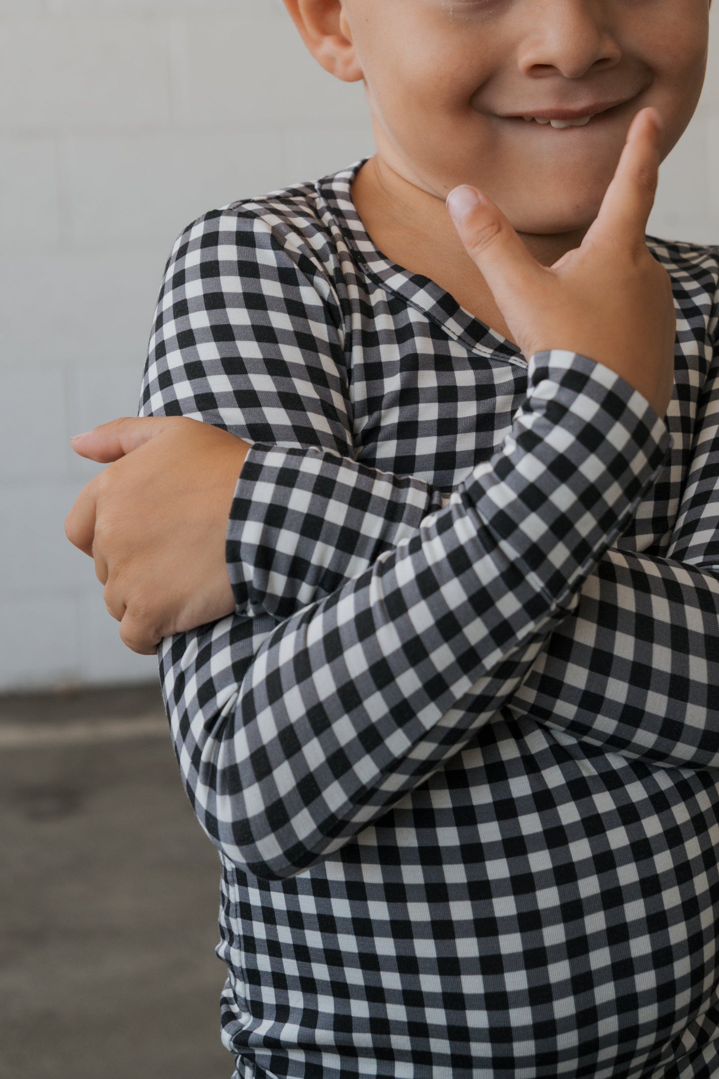 Bamboo Two Piece Pajamas | Black Gingham