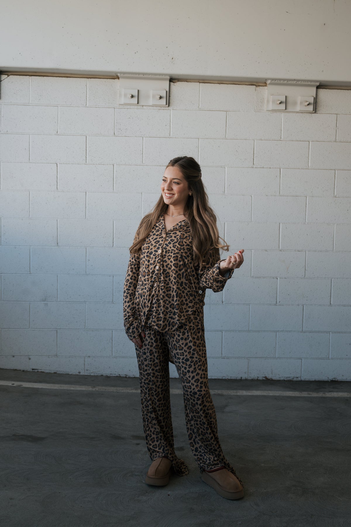 Women's Bamboo Button Up Lounge Set | Leopard