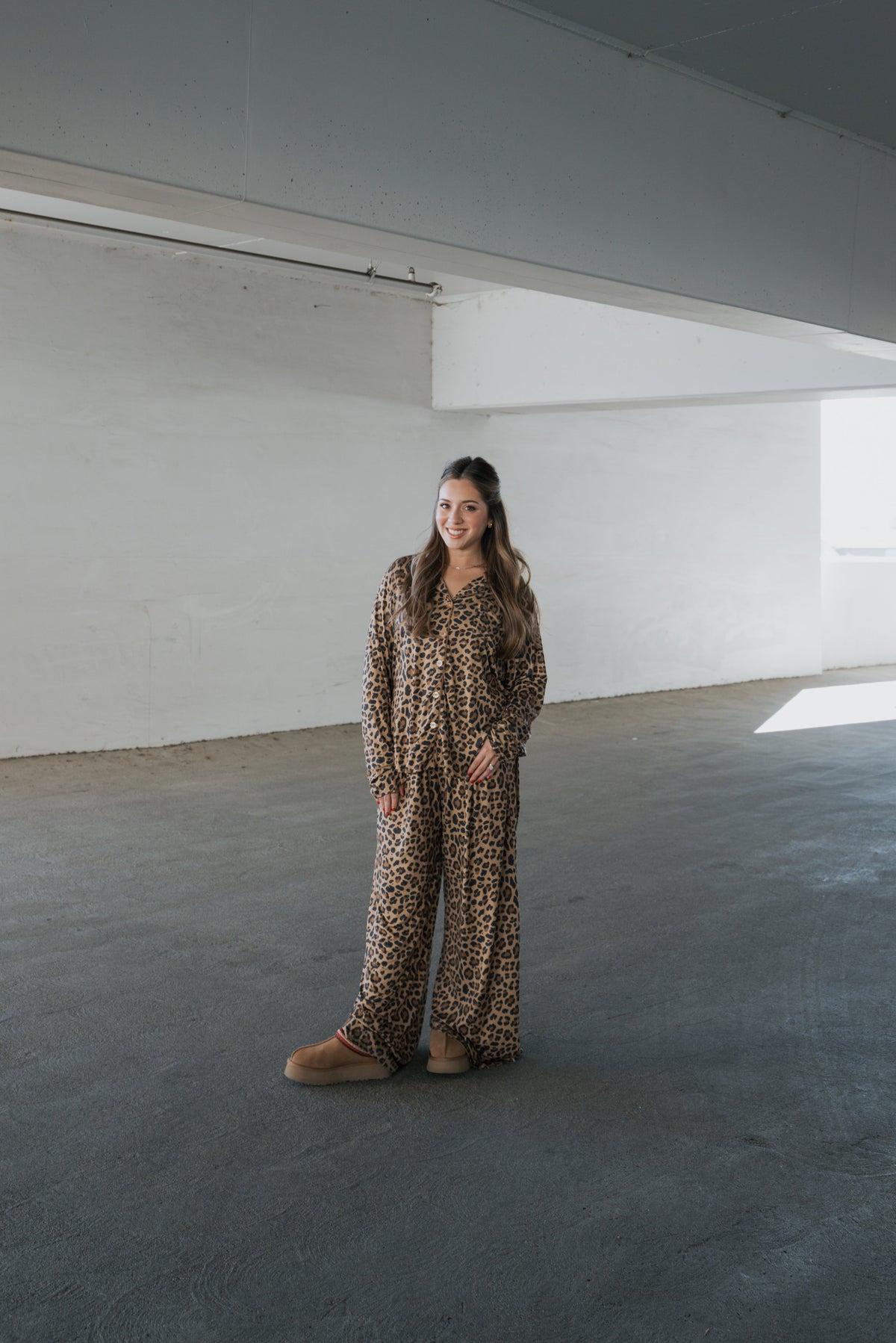 Women's Bamboo Button Up Lounge Set | Leopard