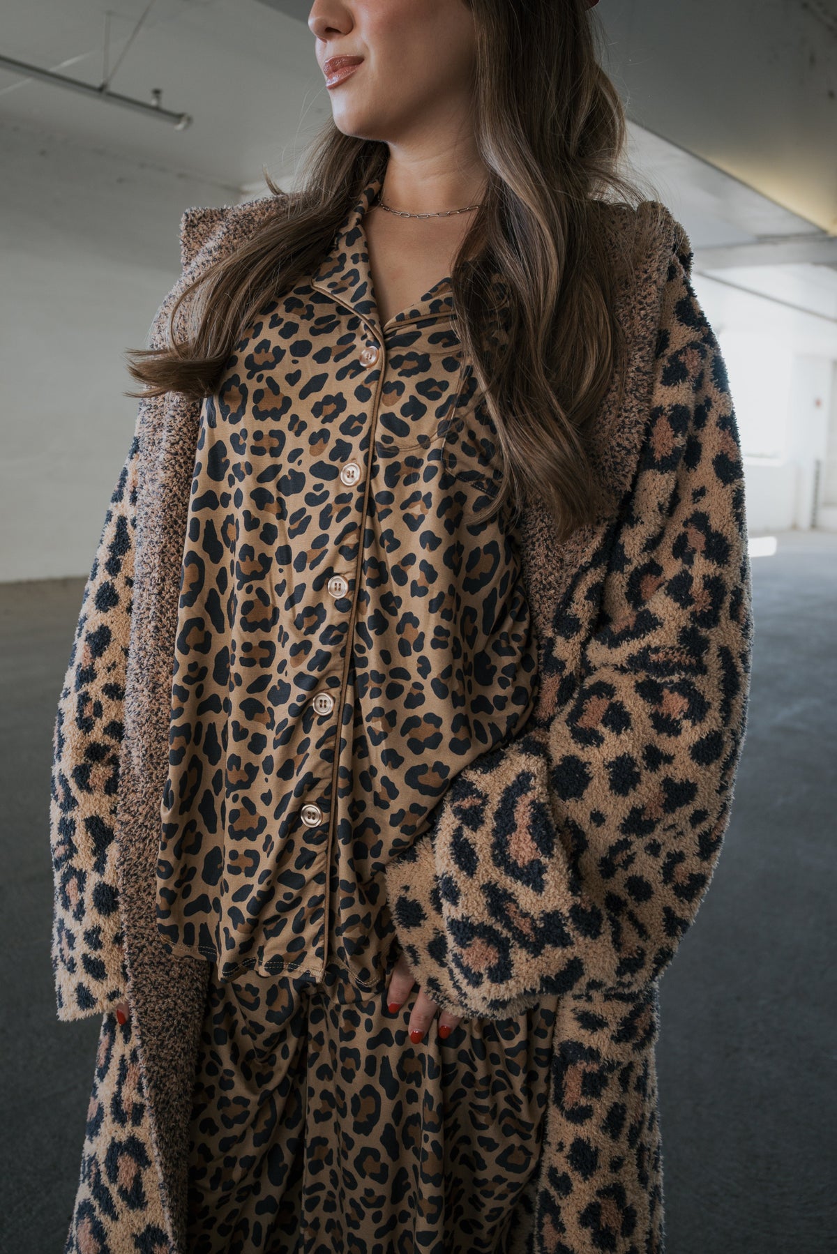Women's Bamboo Button Up Lounge Set | Leopard