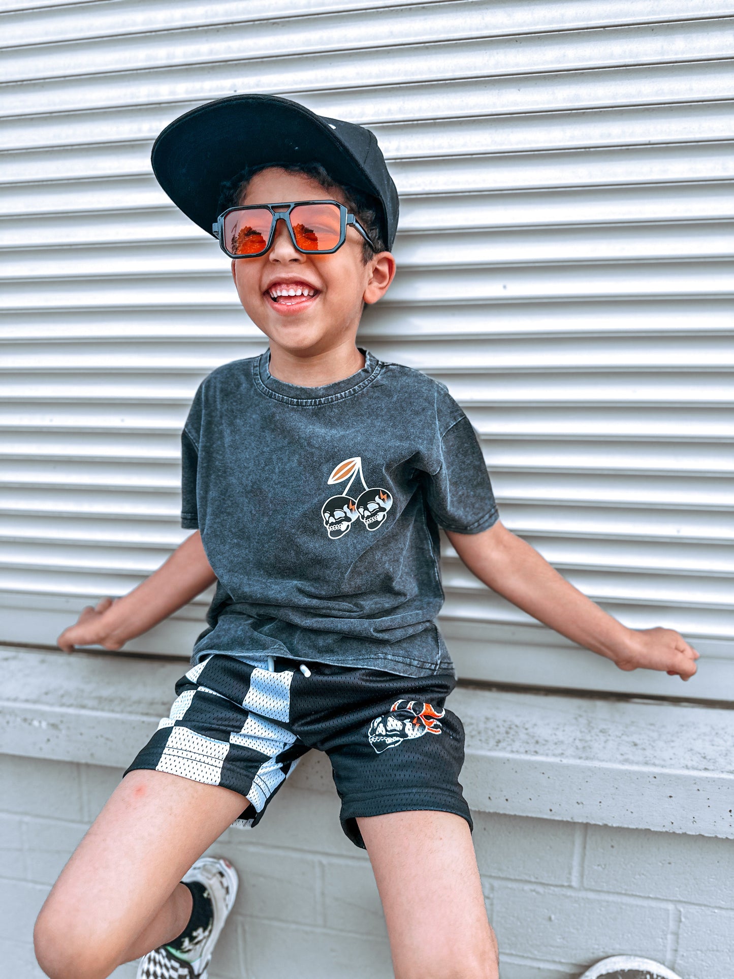 Cherry Skull Acid Wash Tee