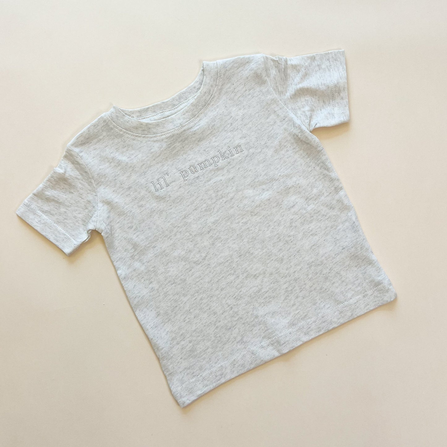 Lil' Pumpkin Embroidered Child Tee - Neutrals