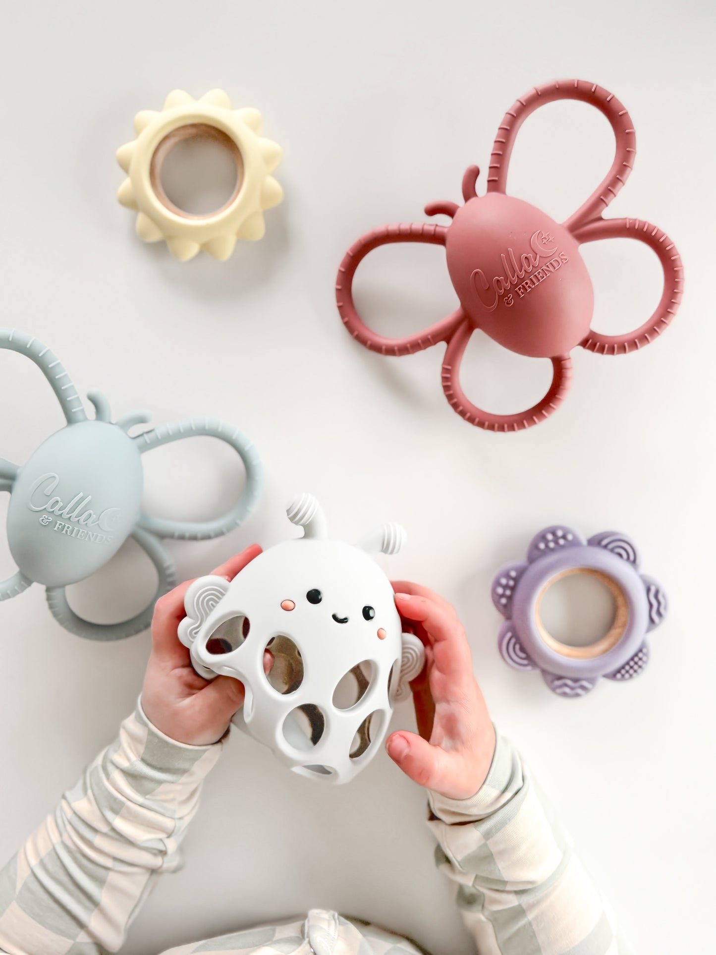 Garden Party Teether Collection - Silicone & Beechwood Flower