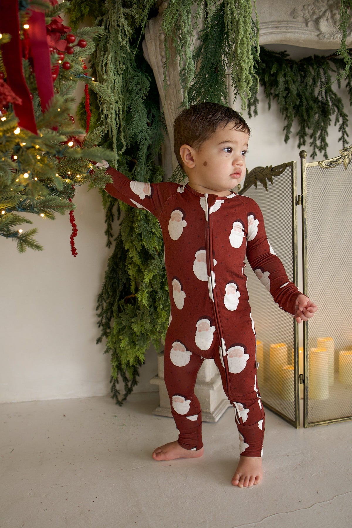 Bamboo Zip Pajamas | Vintage Santa