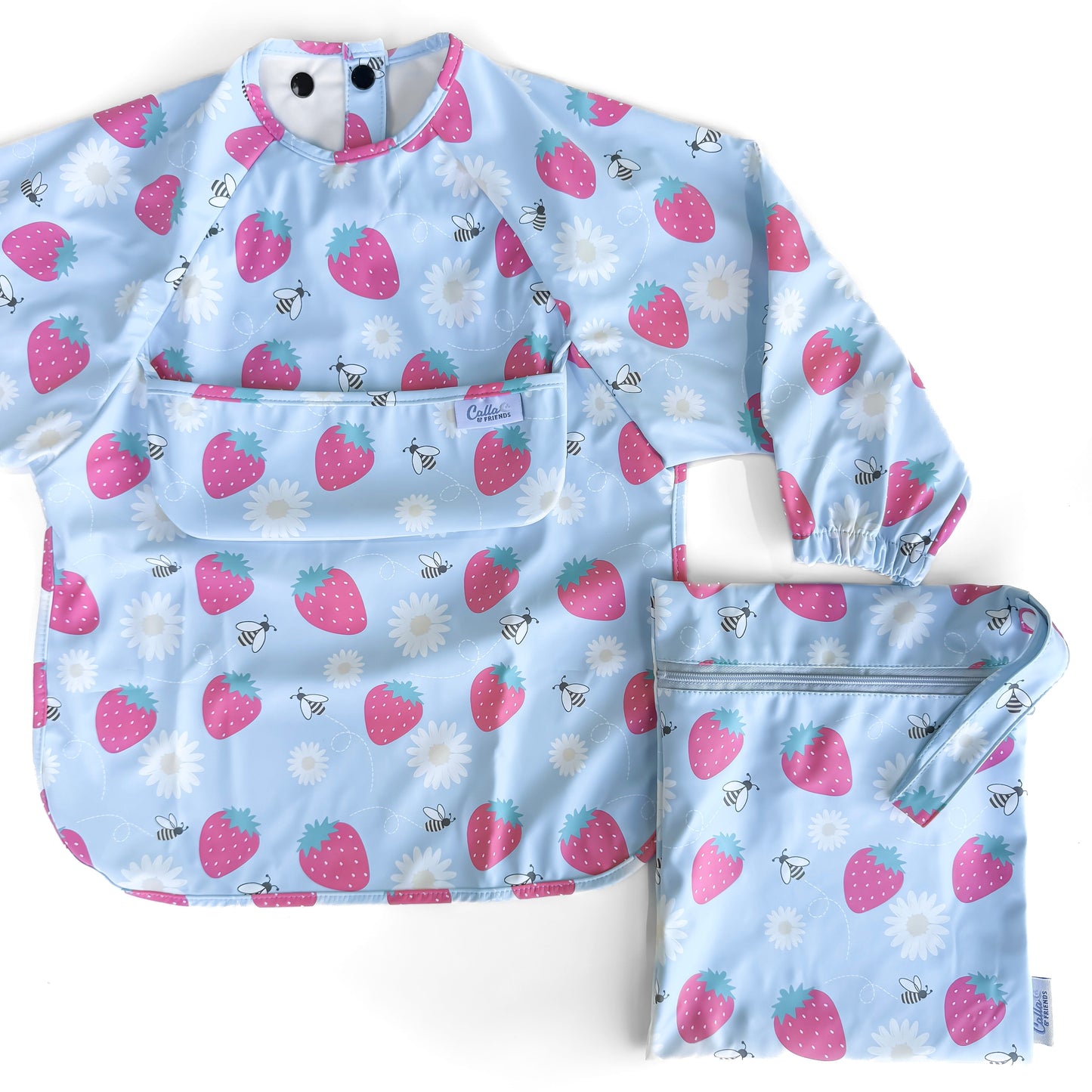 The Grayson Long Sleeve Bib - Strawberry Patch