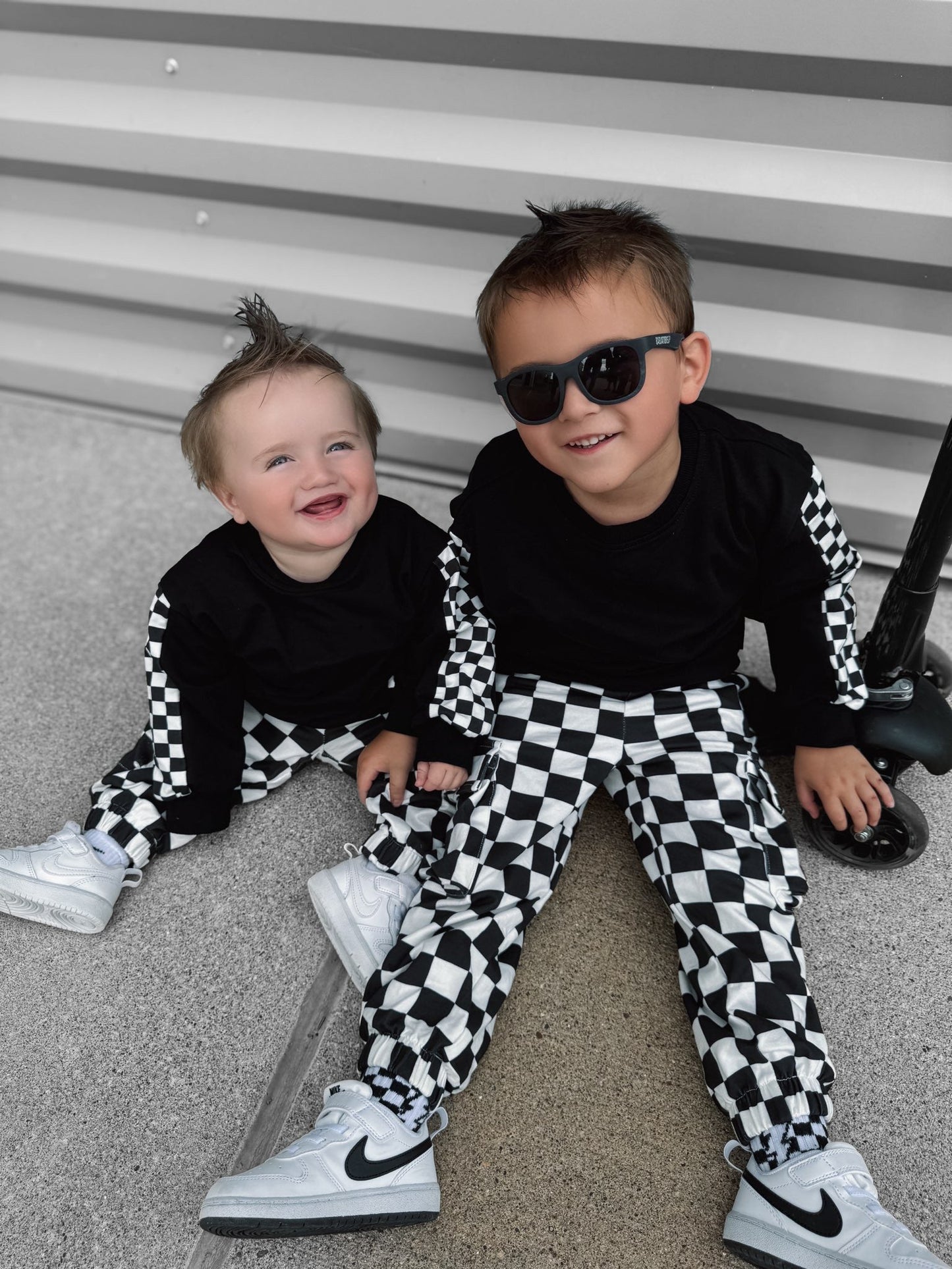 BLACK & WHITE CHECKERED • CARGO SWEATPANTS